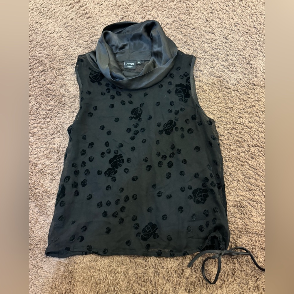 2 FOR $25 iRoo Cowl Neck Sheer Sleeveless Top Blouse Made In Singapore 38 (S)